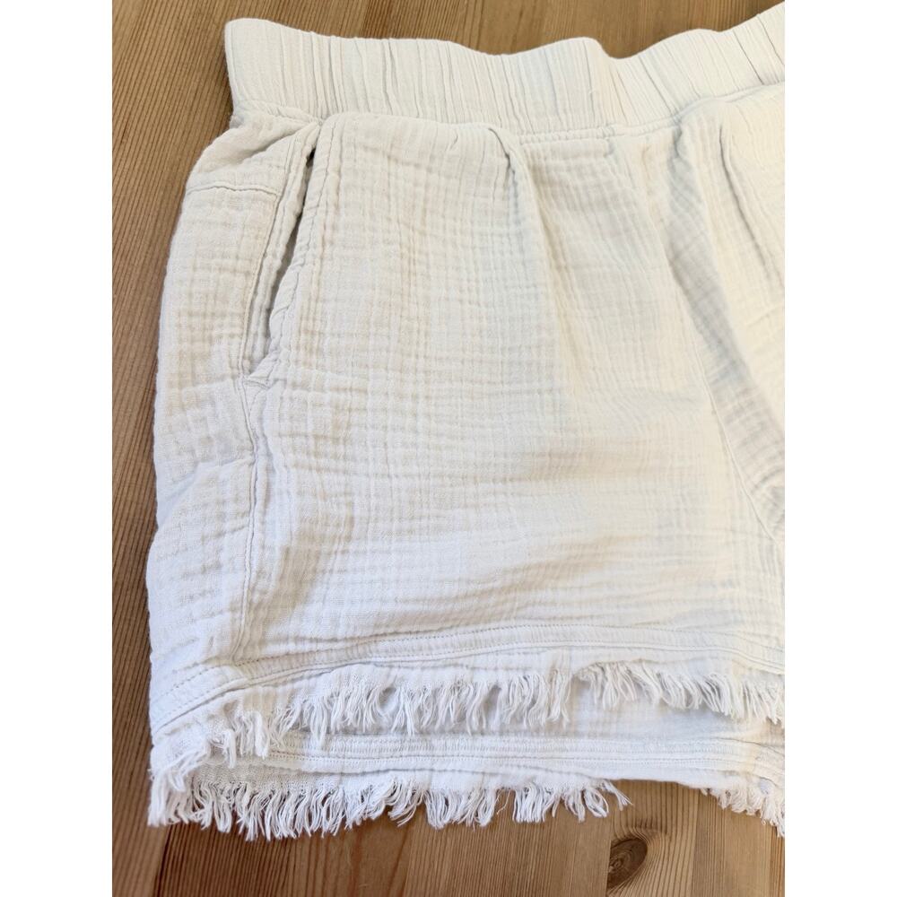Prana Hideaways Shorts Organic Cotton Gauze Ivory Frayed Hem Size Small - Picture 4 of 10